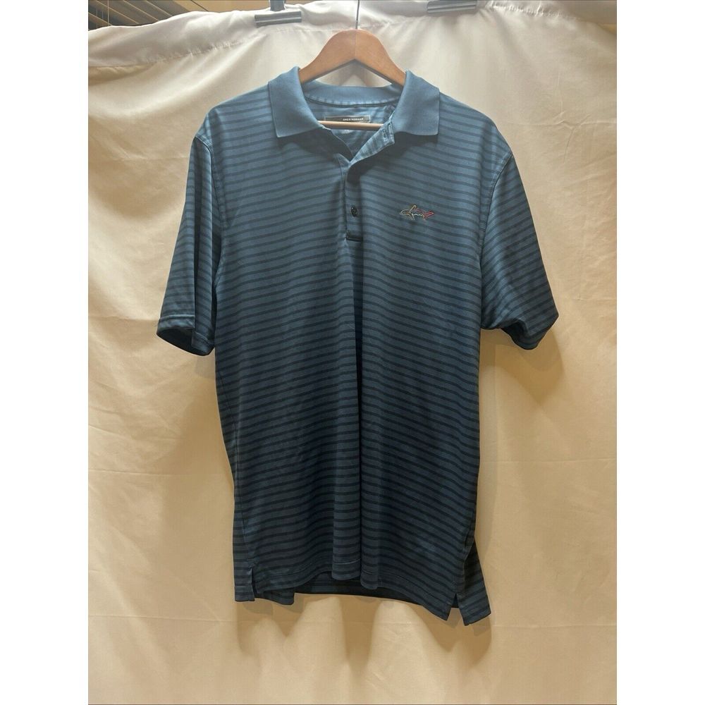 Greg Norman Play Dry Men's Striped Polo Golf Shirt Large Blue